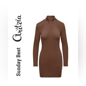Sundays Best by Aritiza - Quarter Zip Dress, Cognac Brown